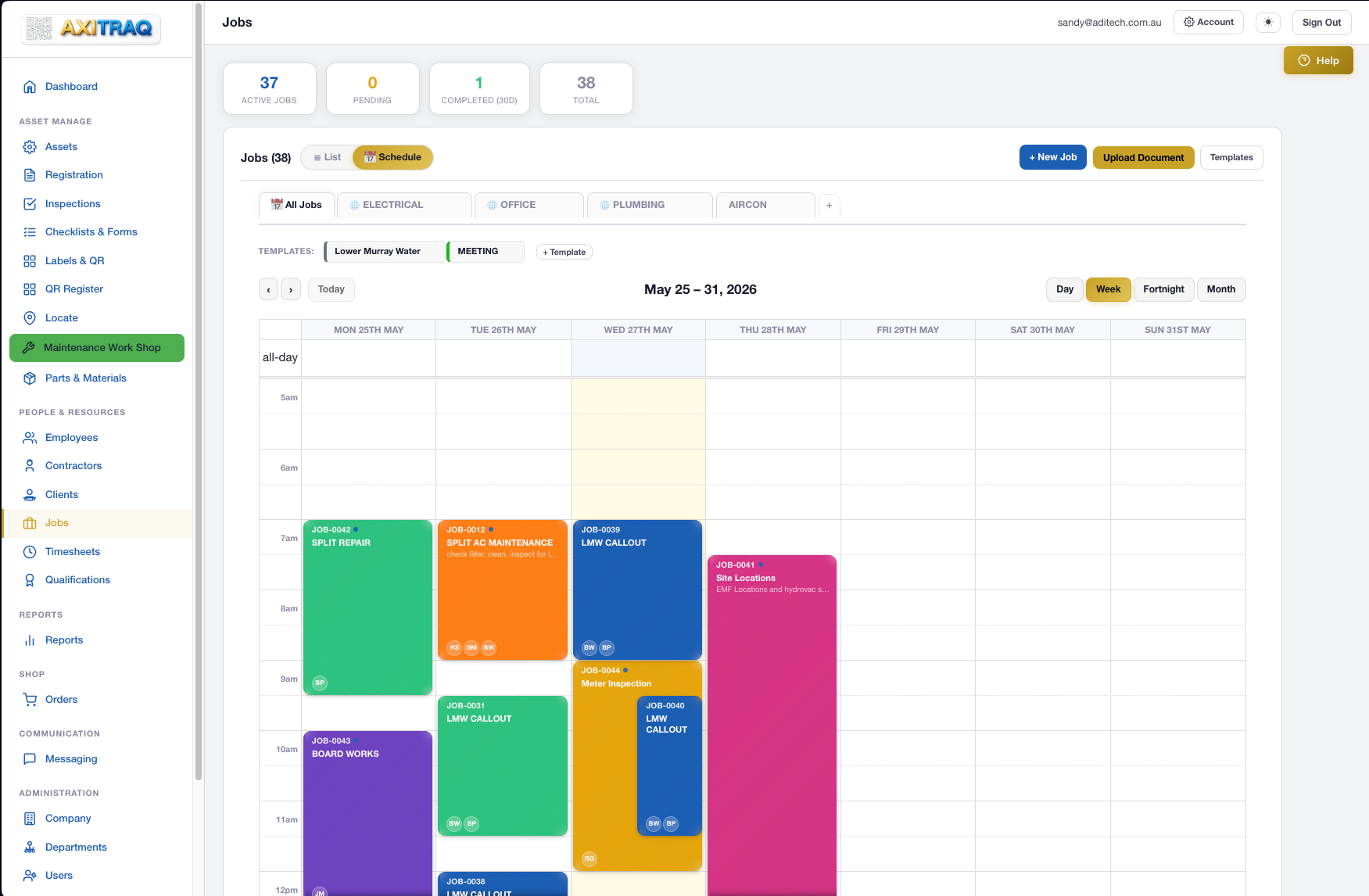 AXITRAQ Calendar Drag and Drop Jobs